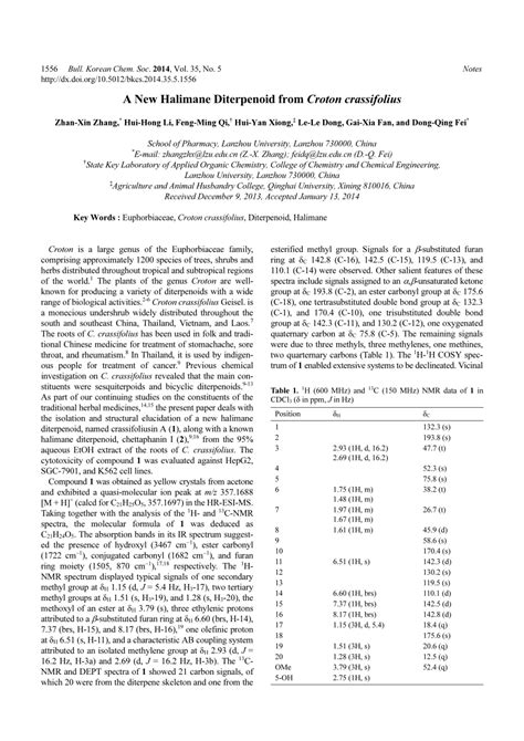 Pdf A New Halimane Diterpenoid From Croton Crassifolius