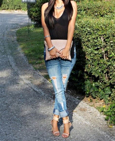 Sexy Casual Look Love The Denim Black And Nude Great Outfits Pinterest Sexy The Outfit