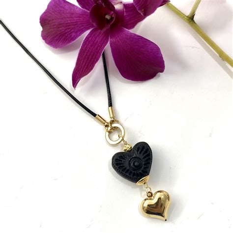 Collar corazón mini barro negro Albor Arte MX