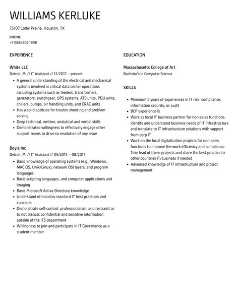 It Assistant Resume Samples Velvet Jobs