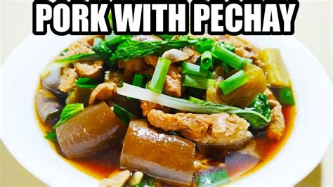 Ginisang Baboy With Pechay At Talong Sauteed Pork With Pechay Recipe