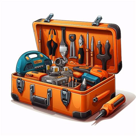 Premium Photo An Orange Toolbox Full Of Tools