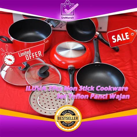 Jual Iluva 7pcs Non Stick Cookware Set Teflon Panci Wajan 0463 Shopee