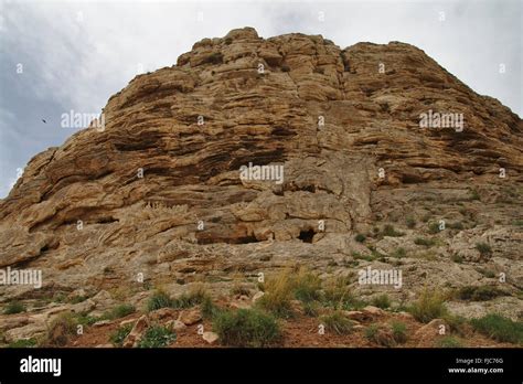 Soleimans Prison (Zendan-e Soleiman), a 110 m high travertine cone with ...