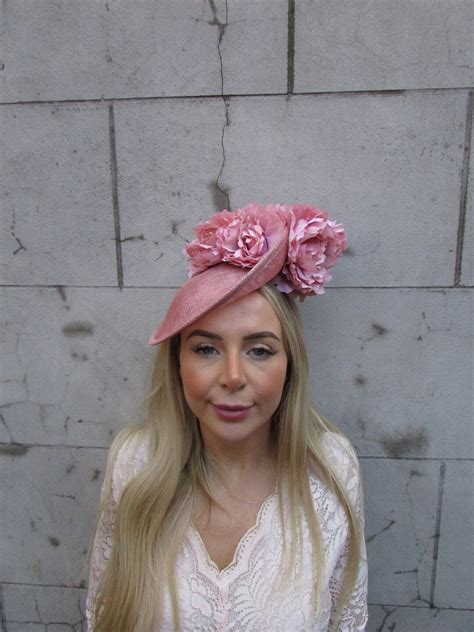 Dusky Pink Nude Blush Flower Fascinator Disc Hat Hatinator Races Wedding Guest Headband