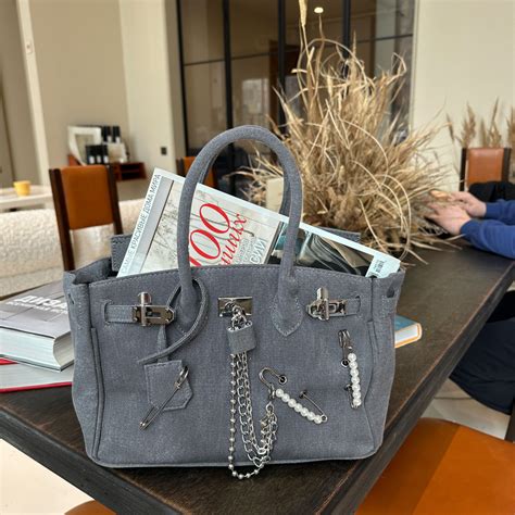 джинсовая сумка в стиле биркин 30 см - купить с доставкой по выгодным ...