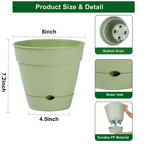 Snapklik Qcqhdu Self Watering Plant Pots Pack Inch Plastic