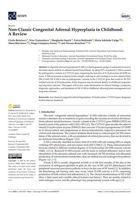 Pdf Non Classic Congenital Adrenal Hyperplasia In Childhood A Review