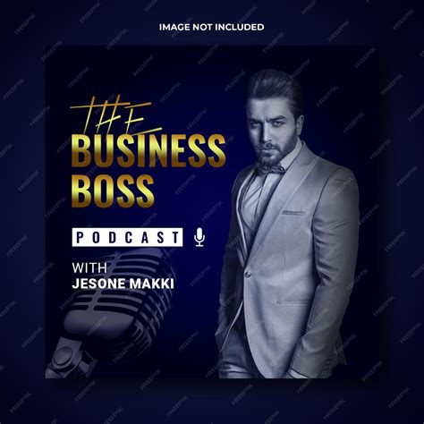 Premium PSD | Podcast cover art, business boss, design template
