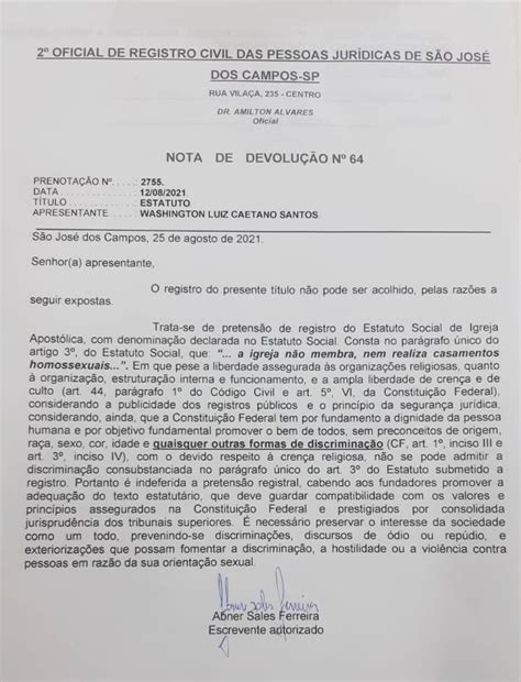 Igreja Tem Registro Recusado Em Cart Rio Por N O Apoiar Casamento Gay Em Sp Guiame