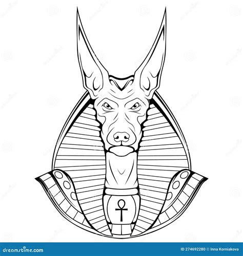 Anubis Jackal Sketch Vector Illustration Ancient Egyptian God Of