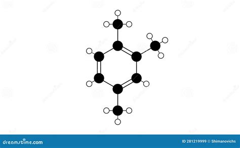 Pseudocumene Molecule Structural Chemical Formula Ball And Stick