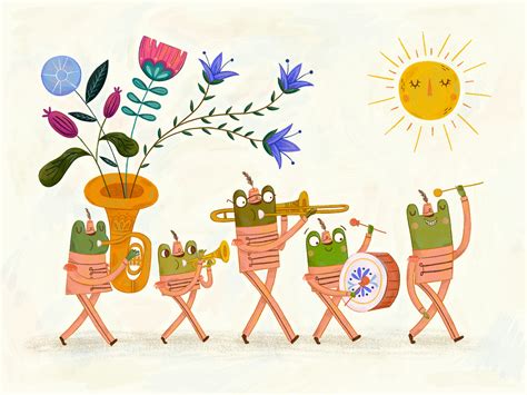 frog marching band illustration  behance