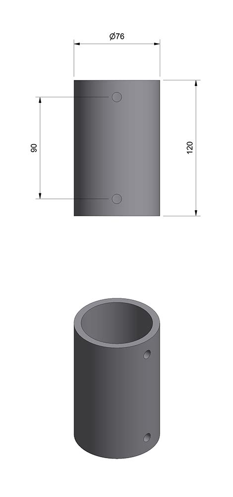 Overgang fra ø60 mm til ø76 mm - Vik Ørsta
