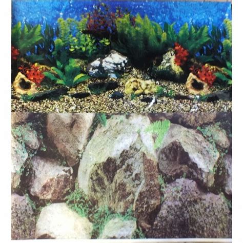 Aquarium Background 19" High Double Sided Backdrop Rock/Pebbles