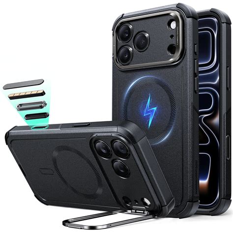 Balck Tough iPhone 17 Pro Camera Control Case with Stand | ESR Cyber