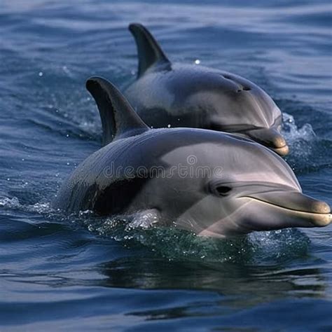 Wild Happy Dolphins In Their Natural Habitat Stock Illustration