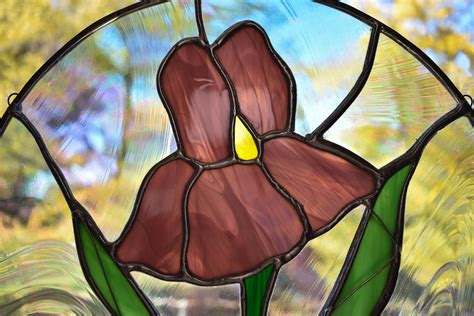 Iris Stained Glass Window Etsy