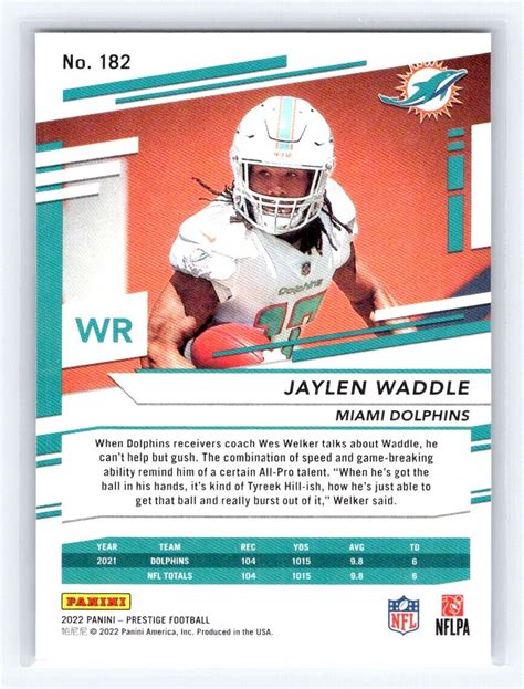 Jaylen Waddle Panini Prestige Football Miami Dolphins Ebay