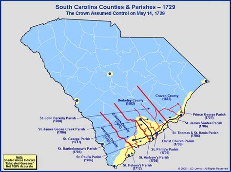 The Royal Colony Of South Carolina Counties And Parishes As Of 1729