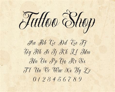 Cursive traditional tattoo font - Bronctattooaus.com