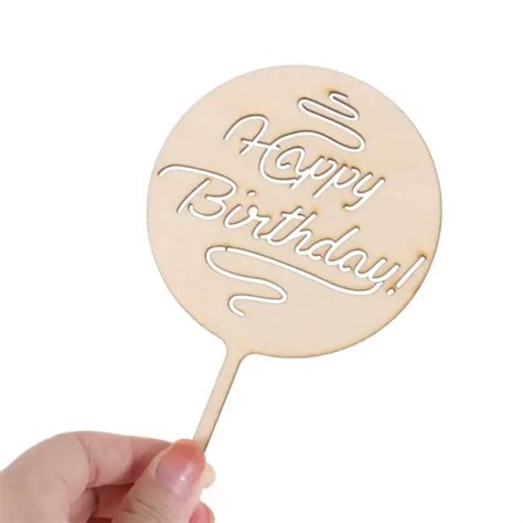 STRUMENTI PER TORTE Legno Cake Topper Buon Compleanno Decorazioni Torta