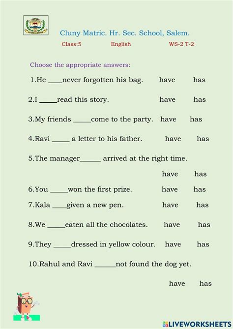 English Worksheet For Class 3rd Class 3 English Work Sheet