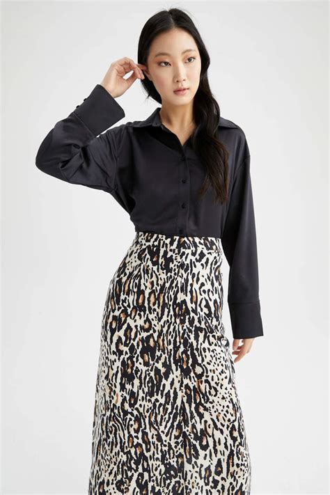 Черный Женская Рубашка с длинным рукавом 2442388 | DeFacto