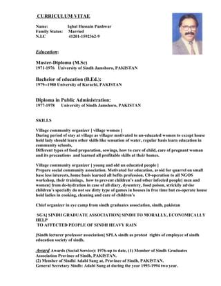 Curriculum Vitae Of Father With Old Pic PDF