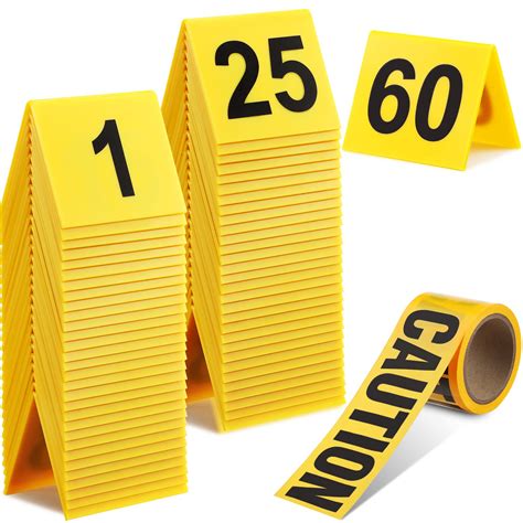 Buy 61 Pcs Crime Scene Decorations, Includes 60 Evidence Markers and