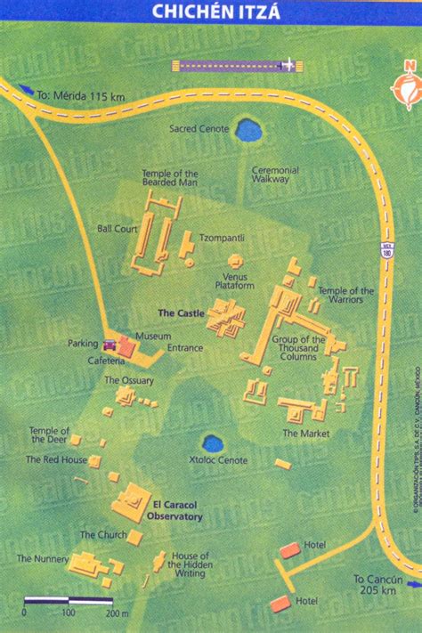 mapa  planos de chichen itza  wonders