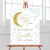 Editable Adventure Awaits Baby Shower Welcome Sign Blue Hot Air Balloon Baby Shower Poster Boy
