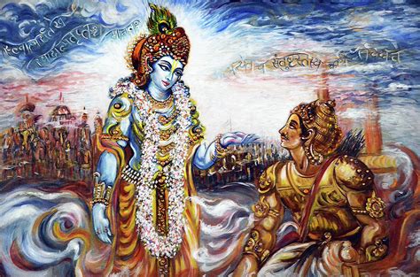 Krishna Arjuna Bhagwat Geeta Painting By Harsh Malik Pixels