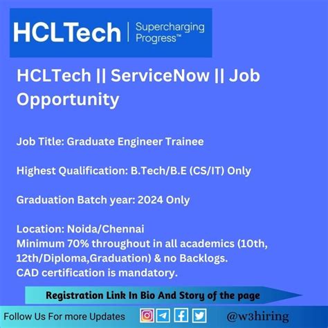 Hcltech Recruitment 2024 Hiring Graduate Engineer Trainee Btechbe W3hiring