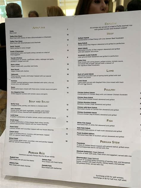 Menu at Raffi's Place restaurant, Glendale