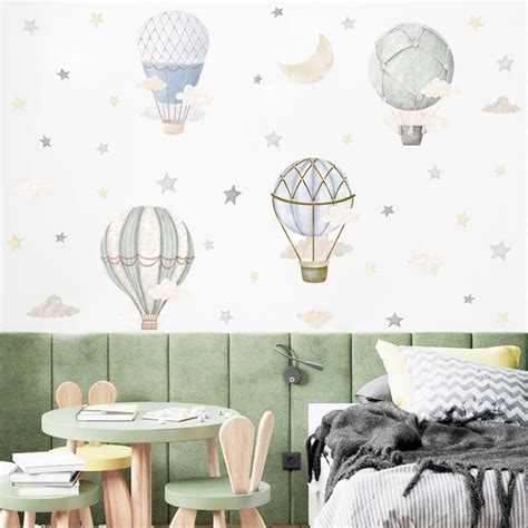 Amazon Soaoo Pcs Nursery Wall Decor Hot Air Balloon Decorations Hot Air Balloon And Star