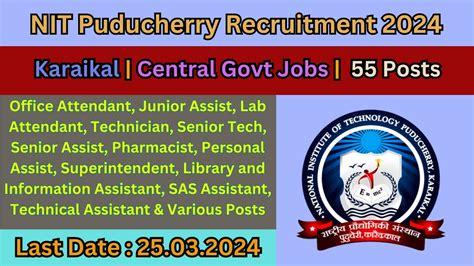 Nit Puducherry Recruitment Non Teaching Posts Age Limit