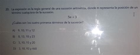 Solved La Expresi N Es La Regla General De Una Sucesi Algebra