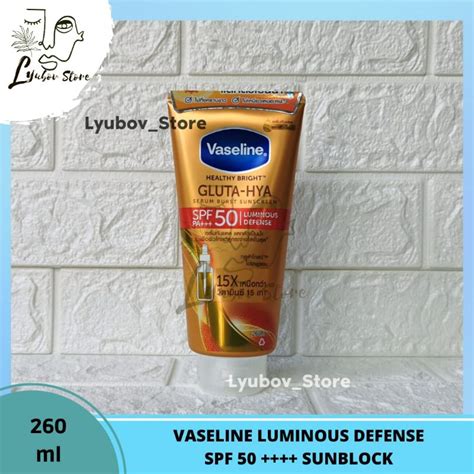 Jual VASELINE GLUTA HYA SERUM BRUST SUNSCREEN SPF PA 50 LUMINOUS