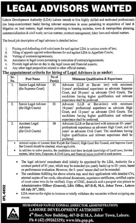 Lahore Development Authority Lda Jobs July 2021