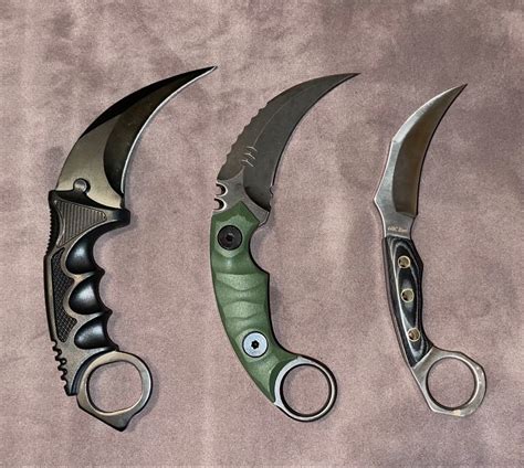 karambit trio green  black knives set