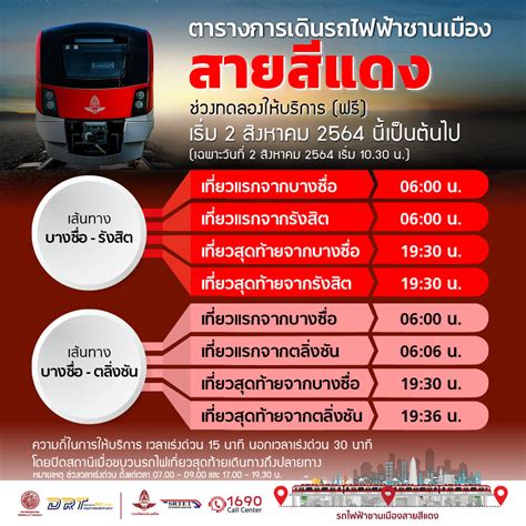 เปิดตารางการเดินรถไฟฟ้าสายสีแดง ทดลองให้บริการ ฟรี เริ่ม 2 ส ค