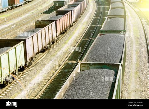 Rail Cars Loaded With Coal A Train Transports Coal Stock Photo Alamy