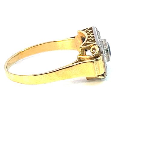 Gold Ring Mit Saphir Und Diamanten Ringgr E Sehr Gut Sehe