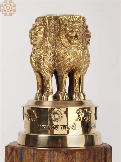 brass ashoka pillar indian emblem satyamev jayate exotic india art