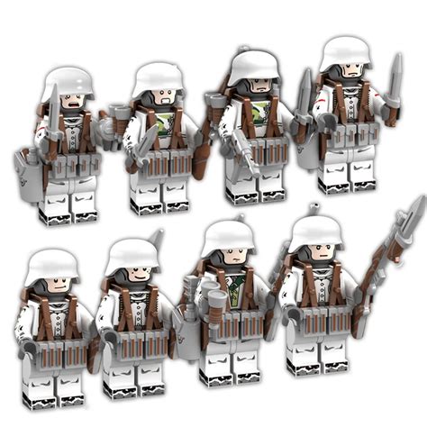 8pcs World War 2 Army Team Military Soldiers Figures Building Blocks