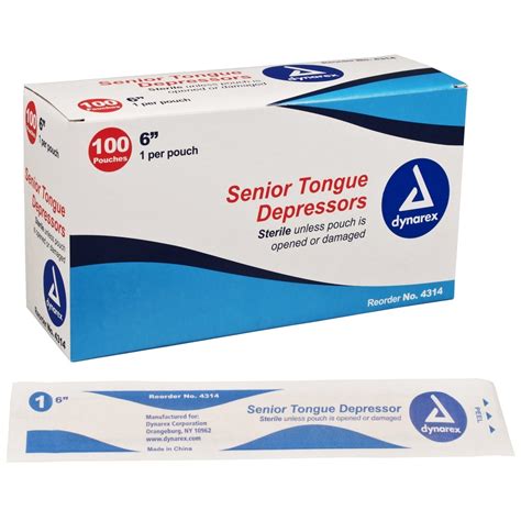 Dynarex Tongue Depressor Senior Sterile 6 Inches 100 Count 1 Pack