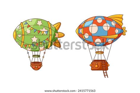 Hot Air Balloons Dirigibles Buoyant Aircraft Stock Vector Royalty Free Shutterstock