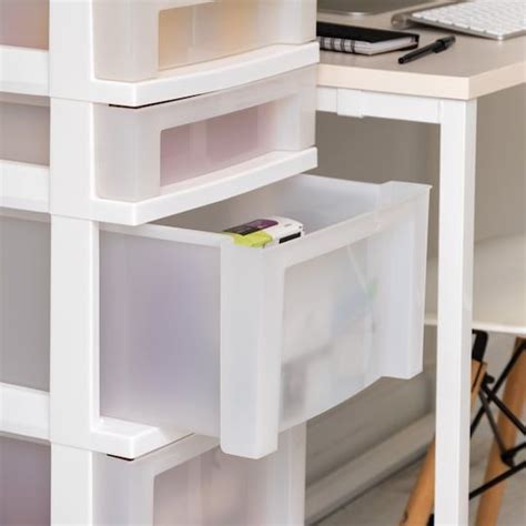 Iris White 6 Drawer Storage Cart With Organizer Top Rolling Storage