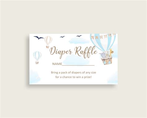 Hot Air Balloon Baby Shower Diaper Raffle Tickets Game Boy Etsy
